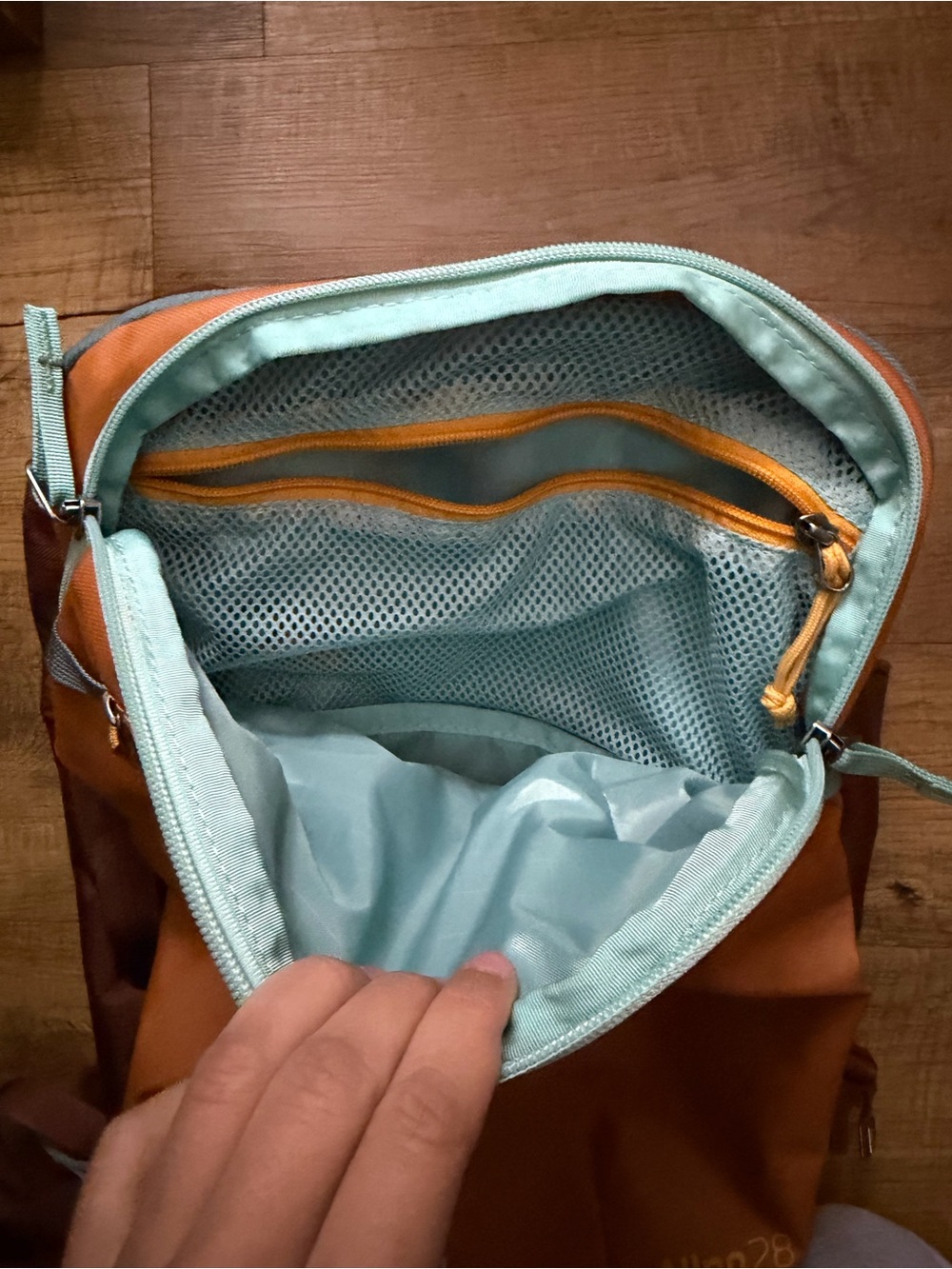 cotopaxi Allpa Backpack in burnt orange with teal accents - Picture 9 of 11
